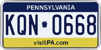 PA license plate KQN0668