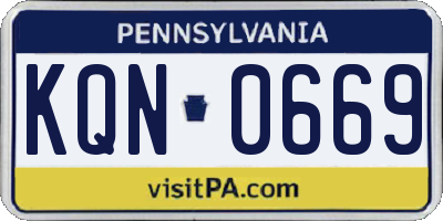 PA license plate KQN0669