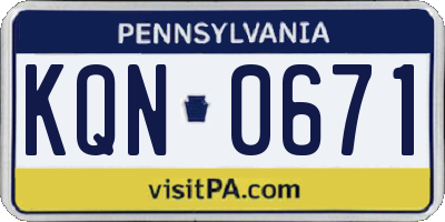 PA license plate KQN0671