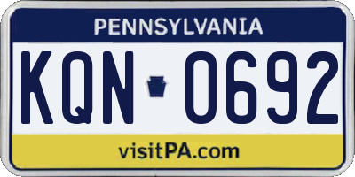 PA license plate KQN0692