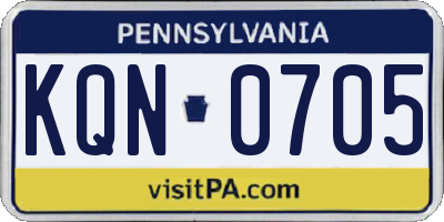 PA license plate KQN0705
