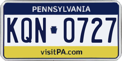 PA license plate KQN0727