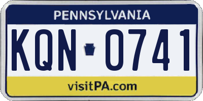 PA license plate KQN0741