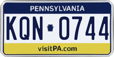 PA license plate KQN0744