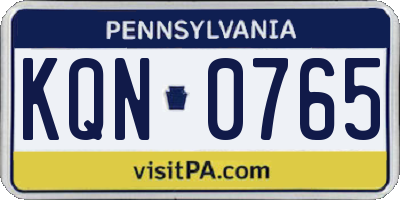 PA license plate KQN0765