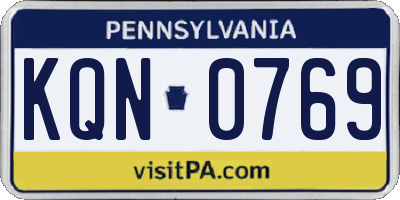 PA license plate KQN0769