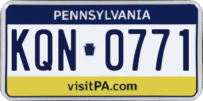 PA license plate KQN0771