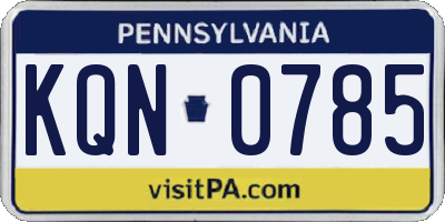 PA license plate KQN0785