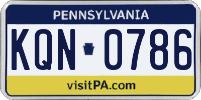 PA license plate KQN0786