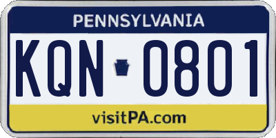 PA license plate KQN0801