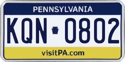 PA license plate KQN0802