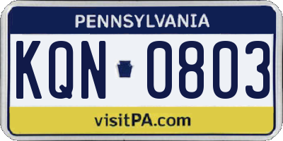 PA license plate KQN0803