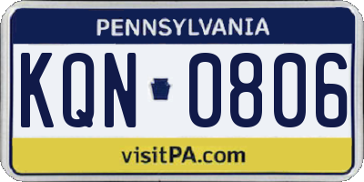 PA license plate KQN0806