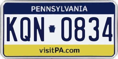 PA license plate KQN0834