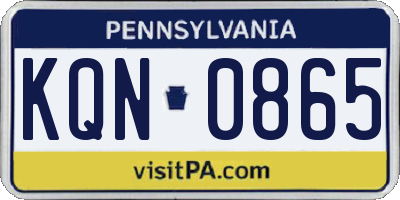 PA license plate KQN0865