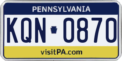PA license plate KQN0870