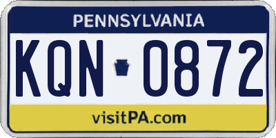 PA license plate KQN0872