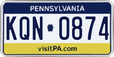 PA license plate KQN0874