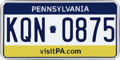PA license plate KQN0875