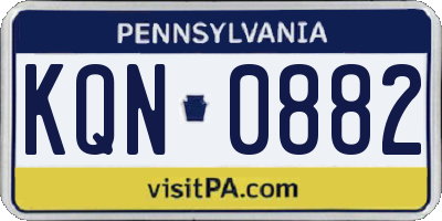 PA license plate KQN0882