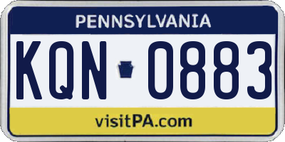 PA license plate KQN0883