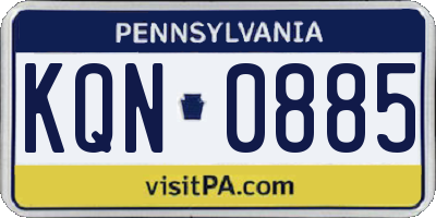 PA license plate KQN0885
