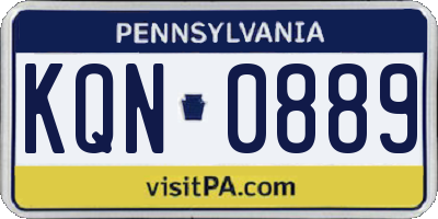 PA license plate KQN0889
