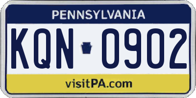 PA license plate KQN0902