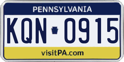 PA license plate KQN0915