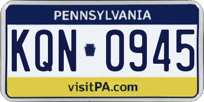 PA license plate KQN0945