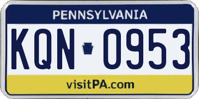 PA license plate KQN0953