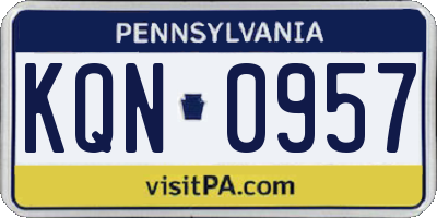 PA license plate KQN0957