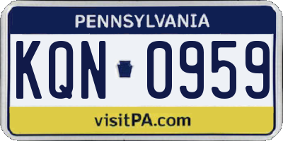 PA license plate KQN0959
