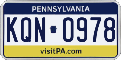 PA license plate KQN0978