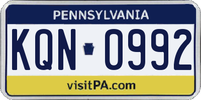 PA license plate KQN0992