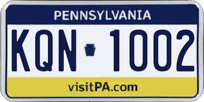 PA license plate KQN1002