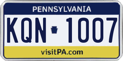 PA license plate KQN1007