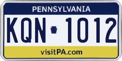 PA license plate KQN1012