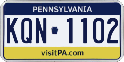 PA license plate KQN1102