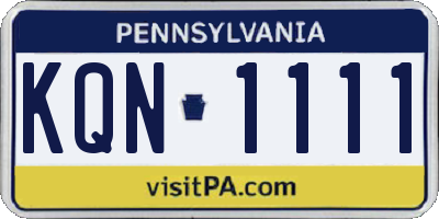 PA license plate KQN1111