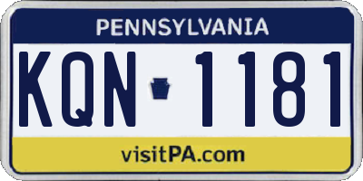 PA license plate KQN1181