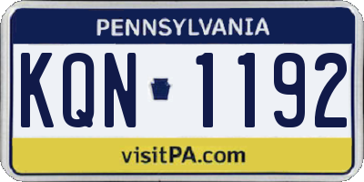PA license plate KQN1192