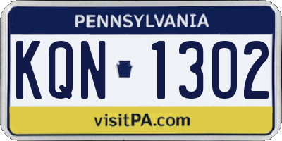 PA license plate KQN1302