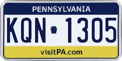 PA license plate KQN1305