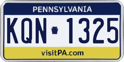 PA license plate KQN1325