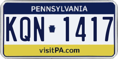 PA license plate KQN1417