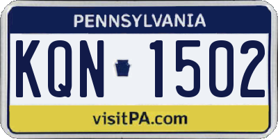 PA license plate KQN1502