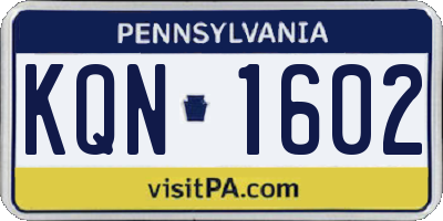 PA license plate KQN1602