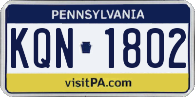 PA license plate KQN1802