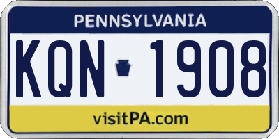 PA license plate KQN1908